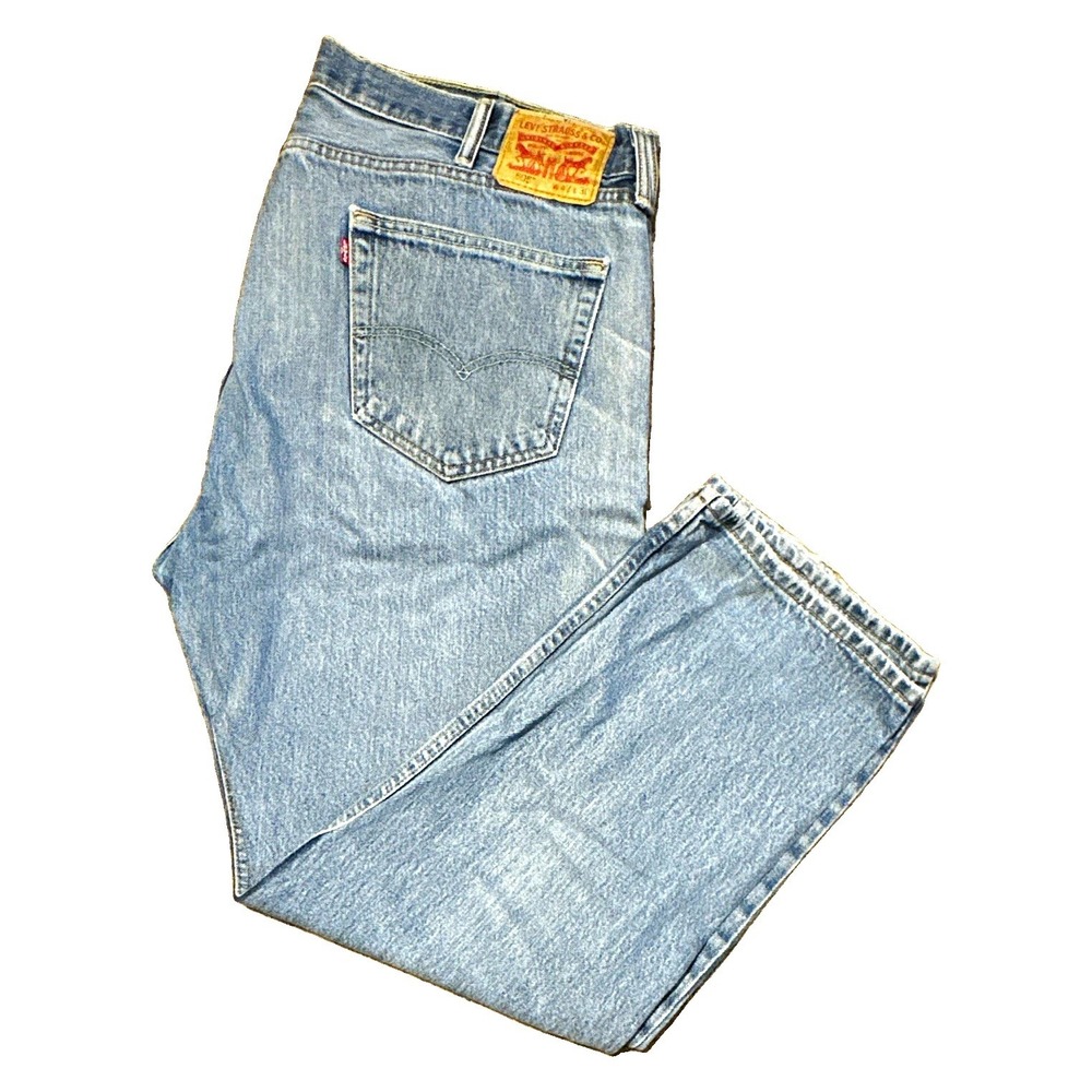 Levi's Jeans Men 42x30 Regular Fit Blue Light Wash Denim Straight